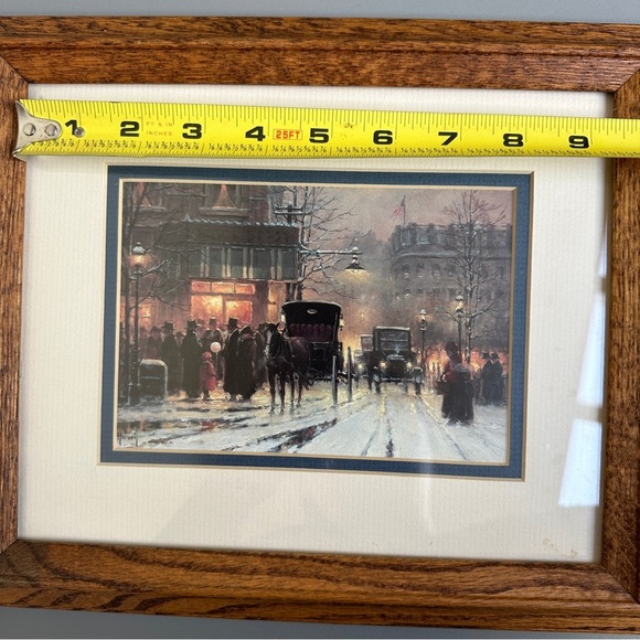 Elegant Winter Street Scene Art Print in Wooden Frame - Picture 6 of 7